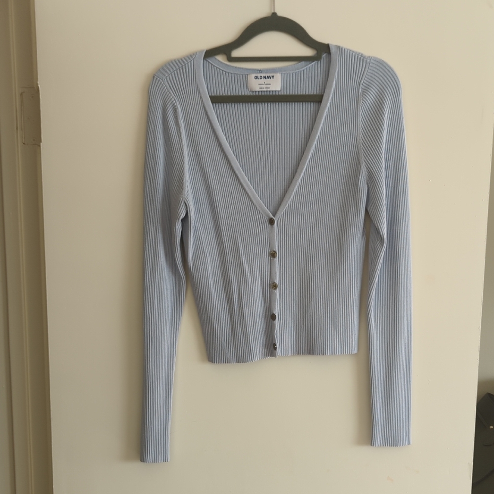 Old Navy Women's Light Blue Ribbed Cardigan